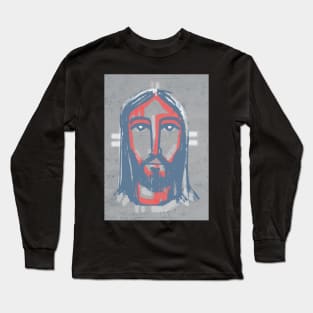 Jesus Christ Face ink digital drawing Long Sleeve T-Shirt